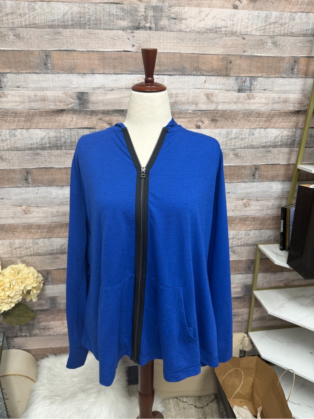 Sejour Blue Hooded Zip Up Hoodie